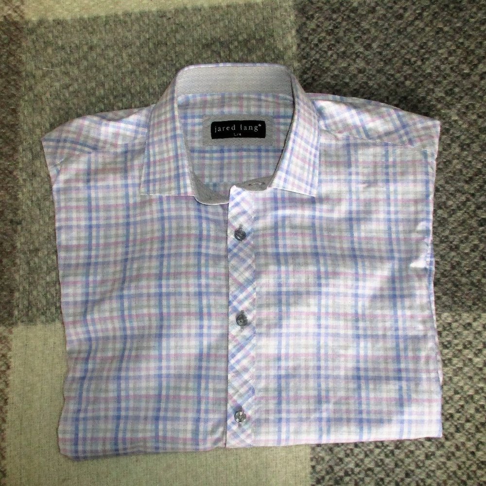 Jared Lang Designer Slim Fit Pastel Plaid Shirt